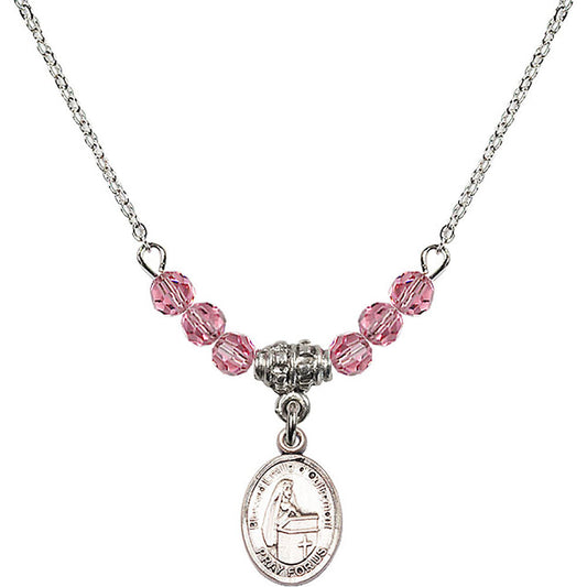 Sterling Silver Blessed Emilee Doultremont Birthstone Necklace with Rose Beads - 9390