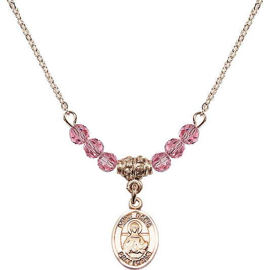 14kt Gold Filled Saint Daria Birthstone Necklace with Rose Beads - 9396
