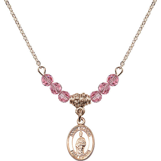 14kt Gold Filled Saint Eligius Birthstone Necklace with Rose Beads - 9402