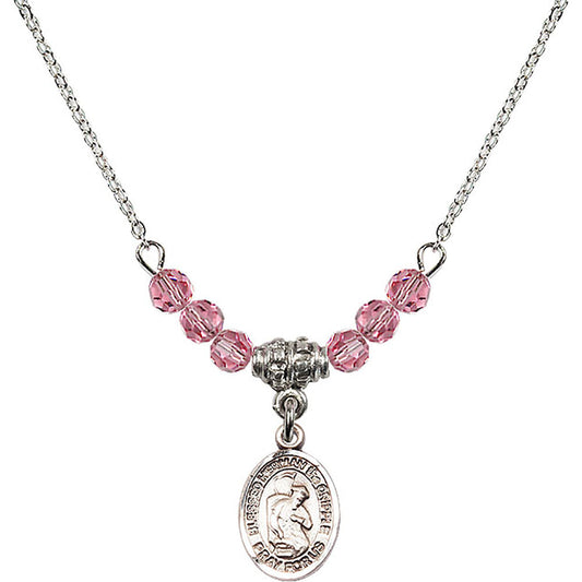 Sterling Silver Blessed Herman the Cripple Birthstone Necklace with Rose Beads - 9403