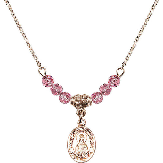 14kt Gold Filled Saint Lydia Purpuraria Birthstone Necklace with Rose Beads - 9411