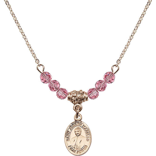 14kt Gold Filled Saint Joseph Marello Birthstone Necklace with Rose Beads - 9430