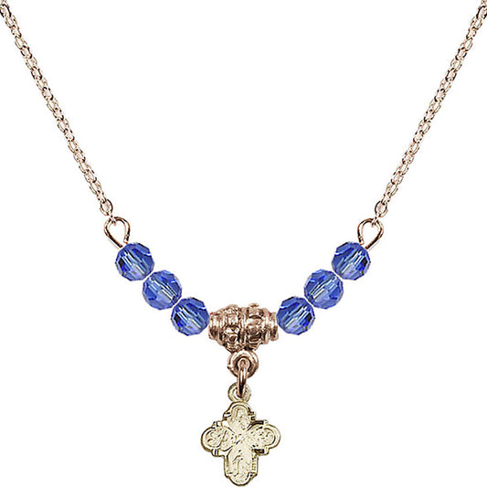 14kt Gold Filled 4-Way Birthstone Necklace with Sapphire Beads - 0207