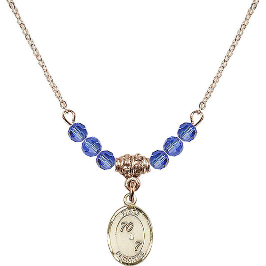 14kt Gold Filled First Penance Birthstone Necklace with Sapphire Beads - 0967