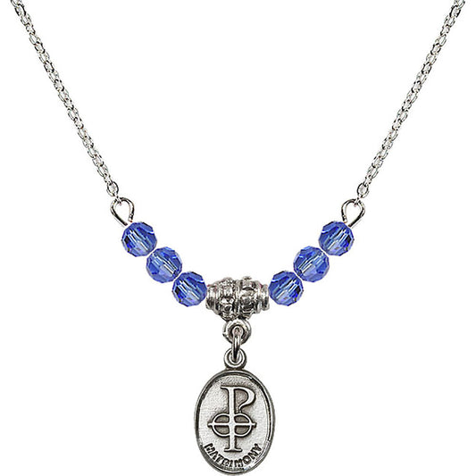 Sterling Silver Matrimony Birthstone Necklace with Sapphire Beads - 0969