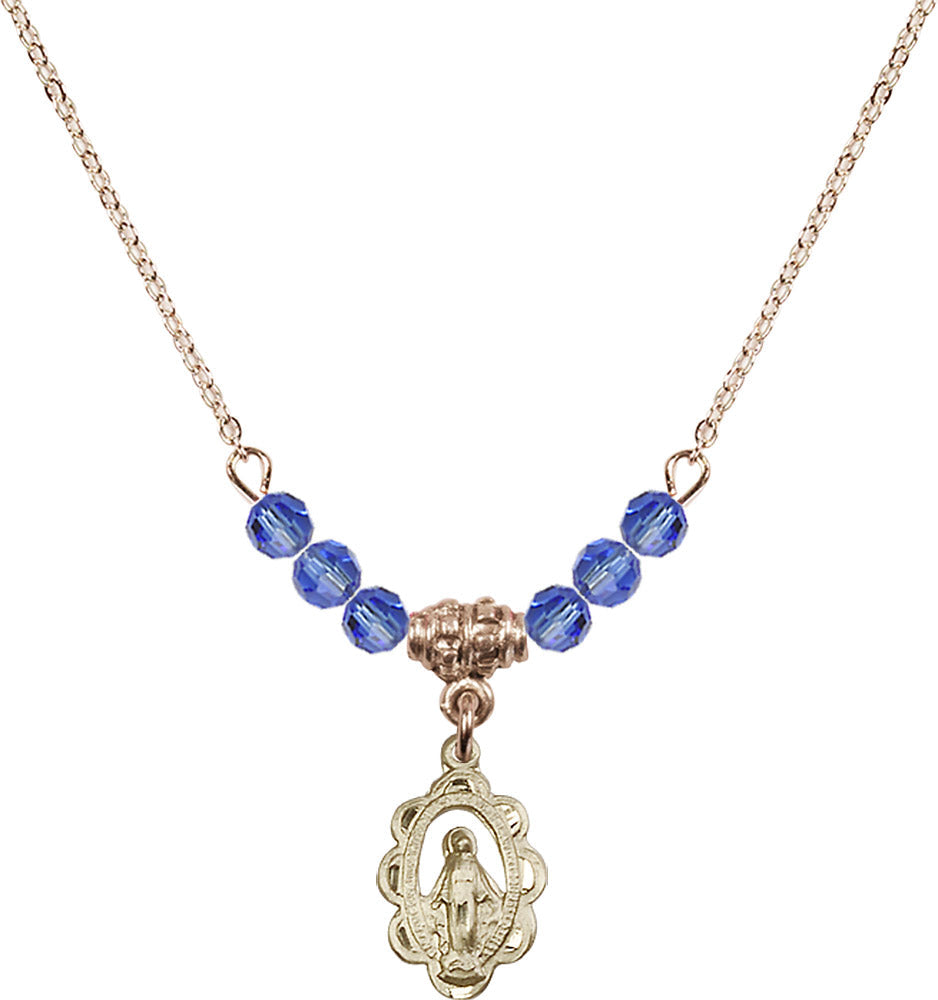 14kt Gold Filled Miraculous Birthstone Necklace with Sapphire Beads - 1610
