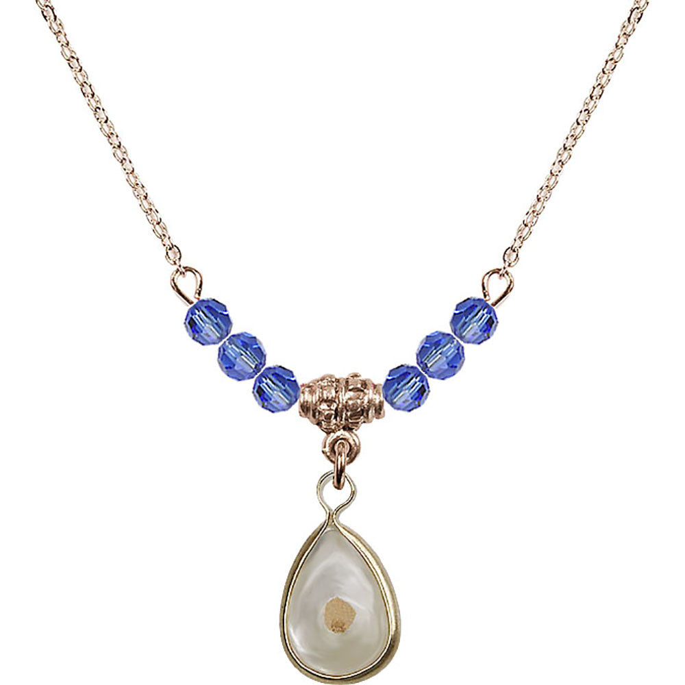 14kt Gold Filled Mustard Seed Birthstone Necklace with Sapphire Beads - 1700