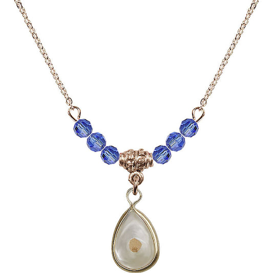 14kt Gold Filled Mustard Seed Birthstone Necklace with Sapphire Beads - 1700