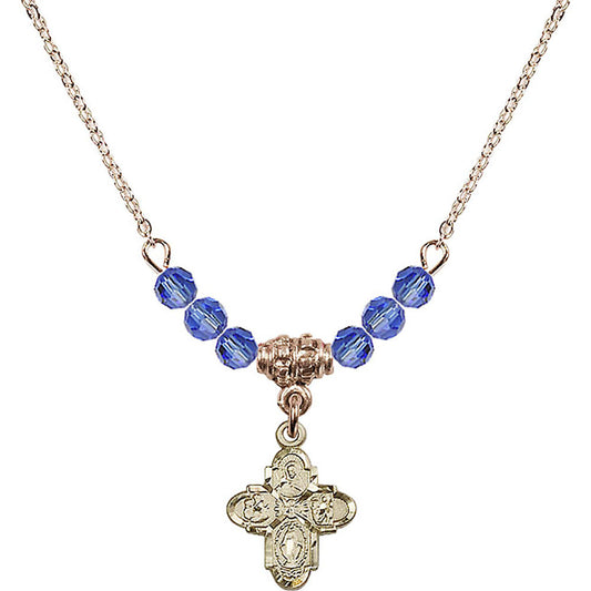 14kt Gold Filled 4-Way Birthstone Necklace with Sapphire Beads - 3143