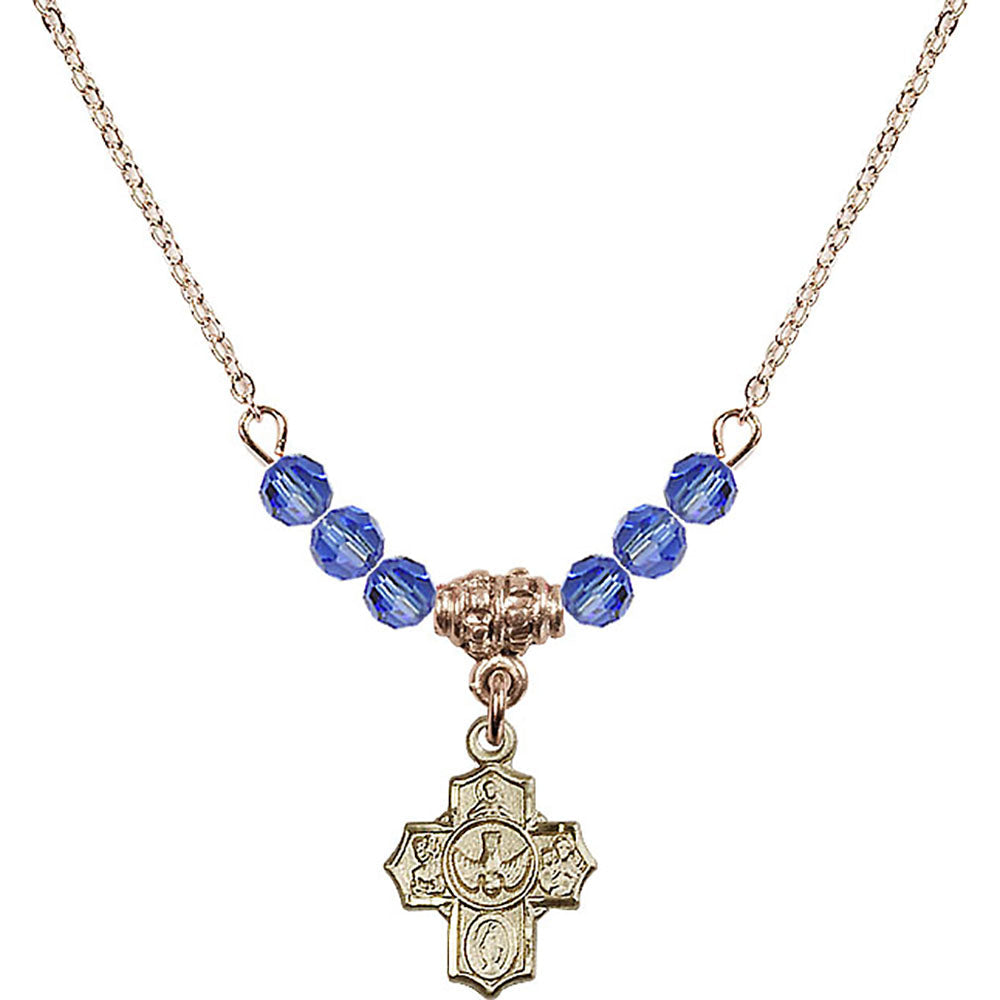 14kt Gold Filled 5-Way Birthstone Necklace with Sapphire Beads - 3190