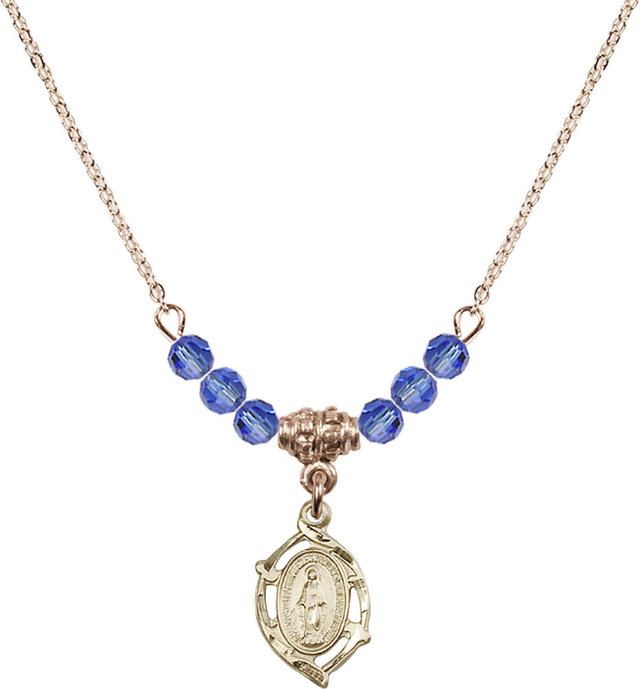14kt Gold Filled Miraculous Birthstone Necklace with Sapphire Beads - 4152