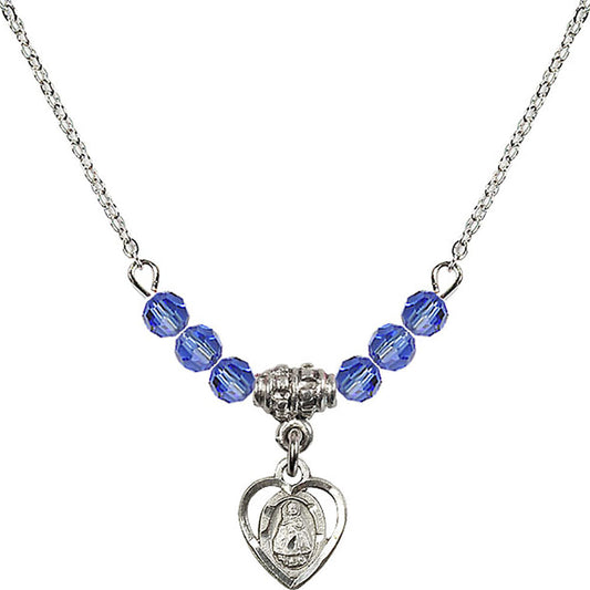 Sterling Silver Infant Birthstone Necklace with Sapphire Beads - 5413