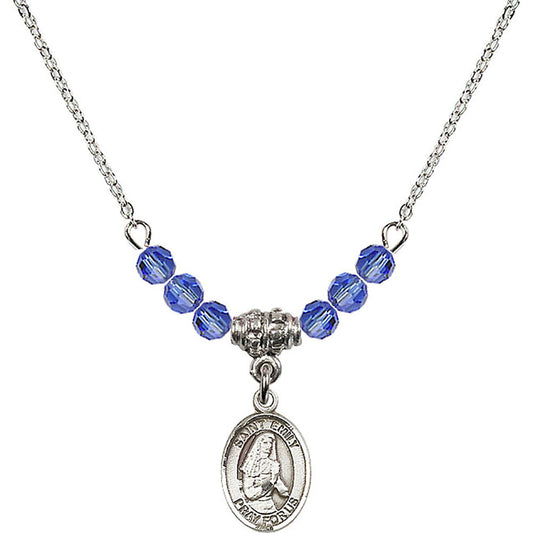 Sterling Silver Saint Emily de Vialar Birthstone Necklace with Sapphire Beads - 9047