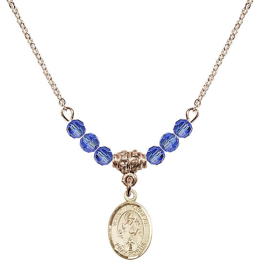 14kt Gold Filled Saint Nicholas Birthstone Necklace with Sapphire Beads - 9080