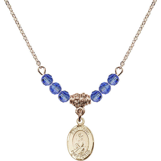 14kt Gold Filled Saint Louis Birthstone Necklace with Sapphire Beads - 9081