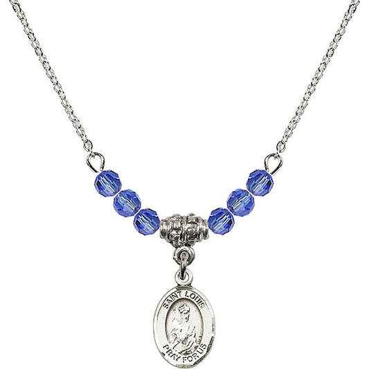 Sterling Silver Saint Louis Birthstone Necklace with Sapphire Beads - 9081