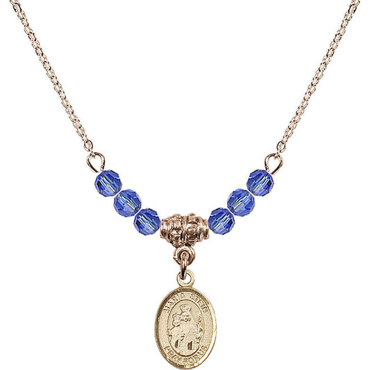 14kt Gold Filled Maria Stein Birthstone Necklace with Sapphire Beads - 9133