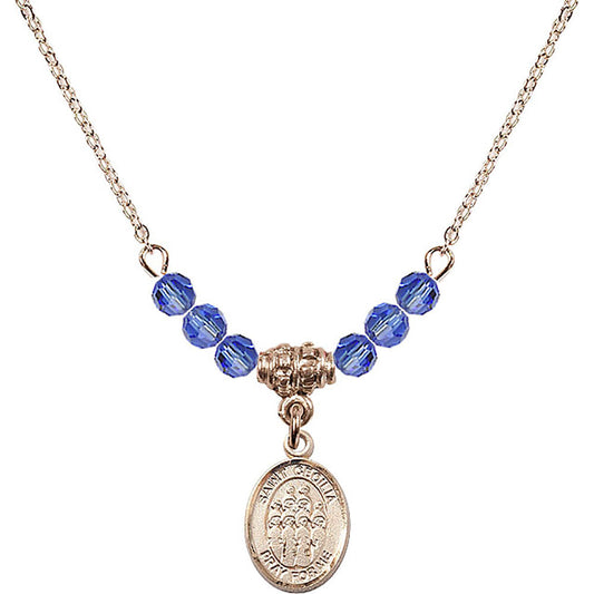14kt Gold Filled Saint Cecilia / Choir Birthstone Necklace with Sapphire Beads - 9180