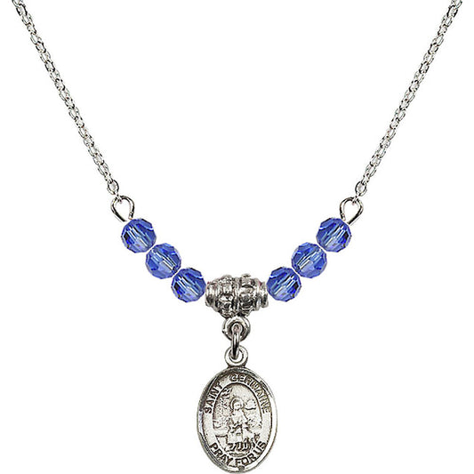 Sterling Silver Saint Germaine Cousin Birthstone Necklace with Sapphire Beads - 9211