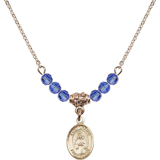 14kt Gold Filled Saint Lillian Birthstone Necklace with Sapphire Beads - 9226