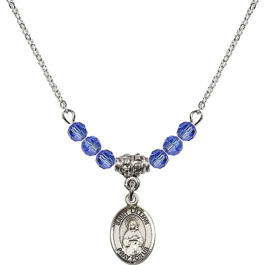 Sterling Silver Saint Lillian Birthstone Necklace with Sapphire Beads - 9226
