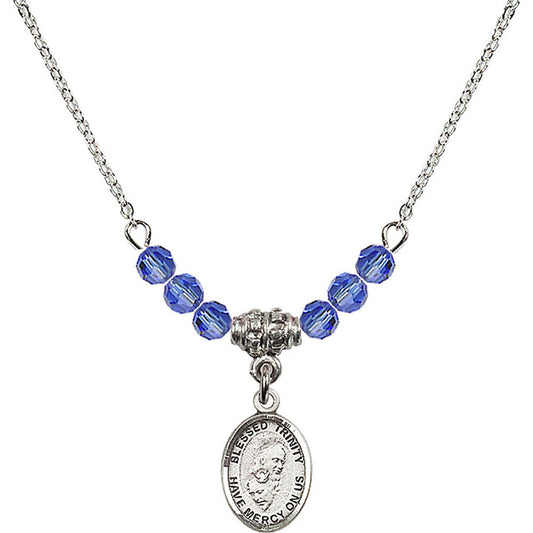 Sterling Silver Blessed Trinity Birthstone Necklace with Sapphire Beads - 9249