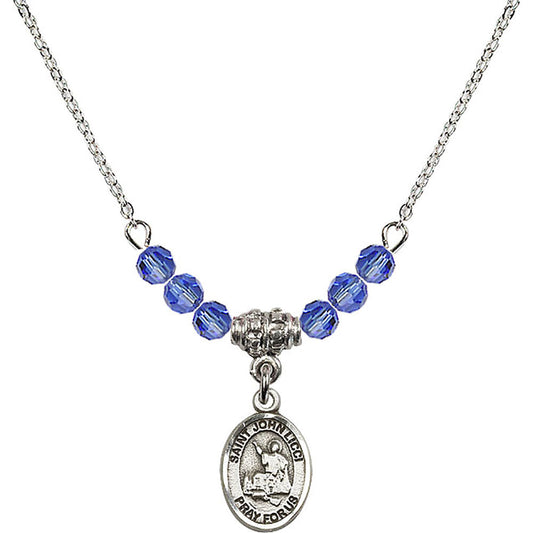 Sterling Silver Saint John Licci Birthstone Necklace with Sapphire Beads - 9358