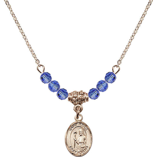 14kt Gold Filled Saint Regis Birthstone Necklace with Sapphire Beads - 9380