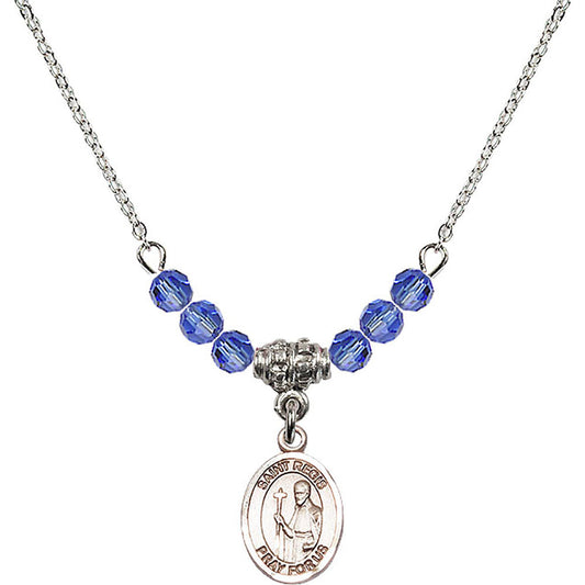 Sterling Silver Saint Regis Birthstone Necklace with Sapphire Beads - 9380