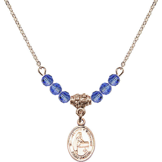 14kt Gold Filled Blessed Emilee Doultremont Birthstone Necklace with Sapphire Beads - 9390