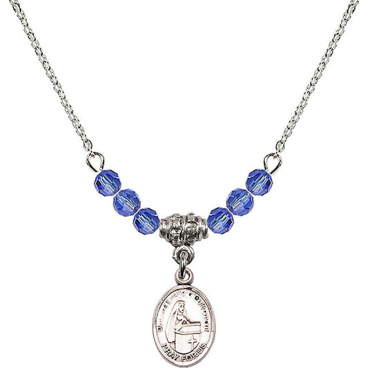 Sterling Silver Blessed Emilee Doultremont Birthstone Necklace with Sapphire Beads - 9390