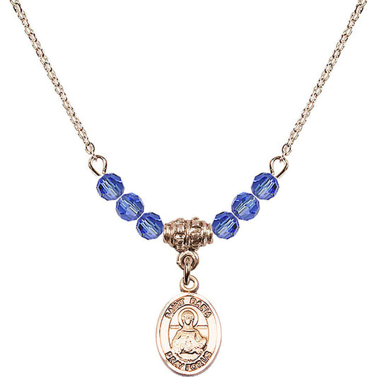 14kt Gold Filled Saint Daria Birthstone Necklace with Sapphire Beads - 9396