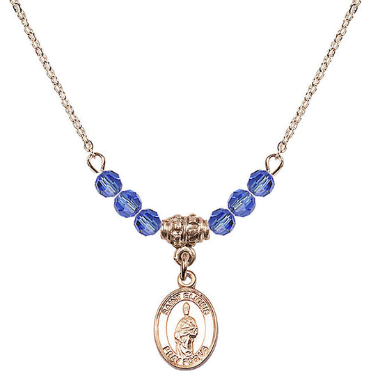 14kt Gold Filled Saint Eligius Birthstone Necklace with Sapphire Beads - 9402