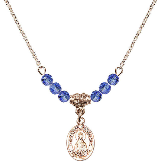 14kt Gold Filled Saint Lydia Purpuraria Birthstone Necklace with Sapphire Beads - 9411