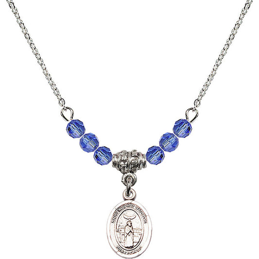 Sterling Silver Saint Medard of Noyon Birthstone Necklace with Sapphire Beads - 9444