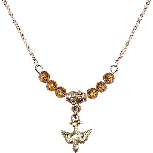 14kt Gold Filled Holy Spirit Birthstone Necklace with Topaz Beads - 0208
