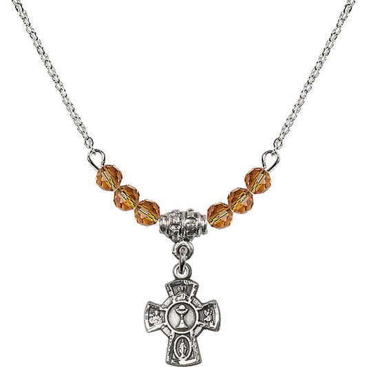Sterling Silver 5-Way / Chalice Birthstone Necklace with Topaz Beads - 0845