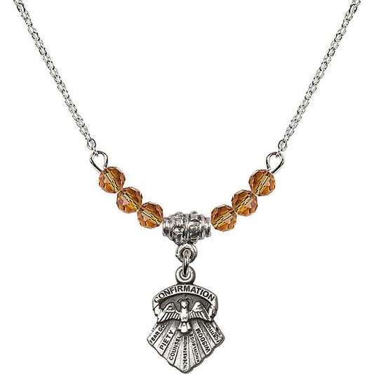 Sterling Silver Seven Gifts Birthstone Necklace with Topaz Beads - 0887