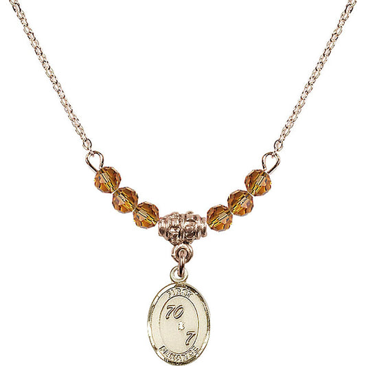 14kt Gold Filled First Penance Birthstone Necklace with Topaz Beads - 0967