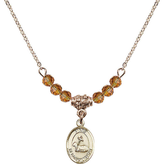 14kt Gold Filled First Reconciliation Birthstone Necklace with Topaz Beads - 0968