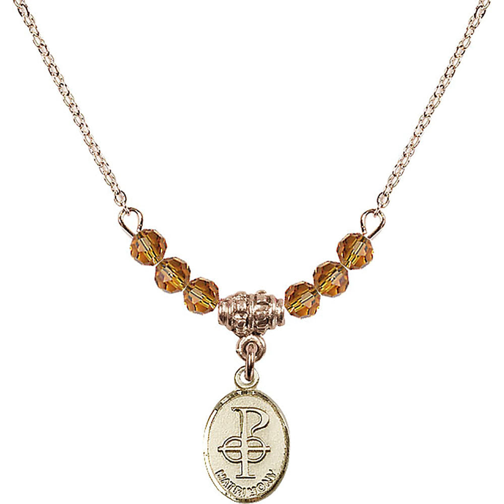 14kt Gold Filled Matrimony Birthstone Necklace with Topaz Beads - 0969