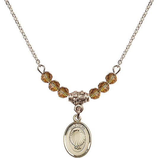 14kt Gold Filled Baptism Birthstone Necklace with Topaz Beads - 0974