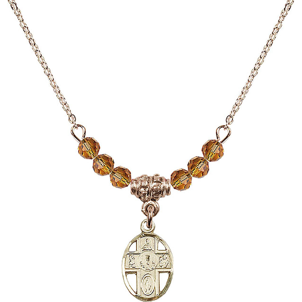 14kt Gold Filled 5-Way / Chalice Birthstone Necklace with Topaz Beads - 0979