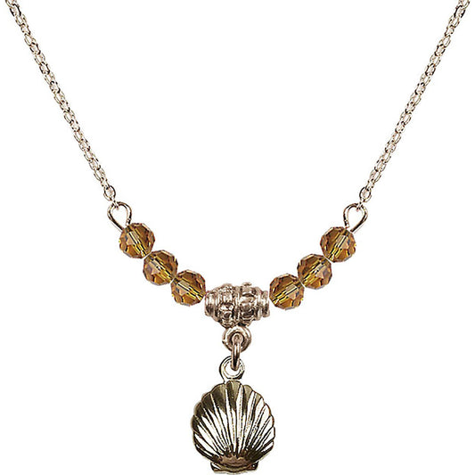 14kt Gold Filled Shell Birthstone Necklace with Topaz Beads - 1260