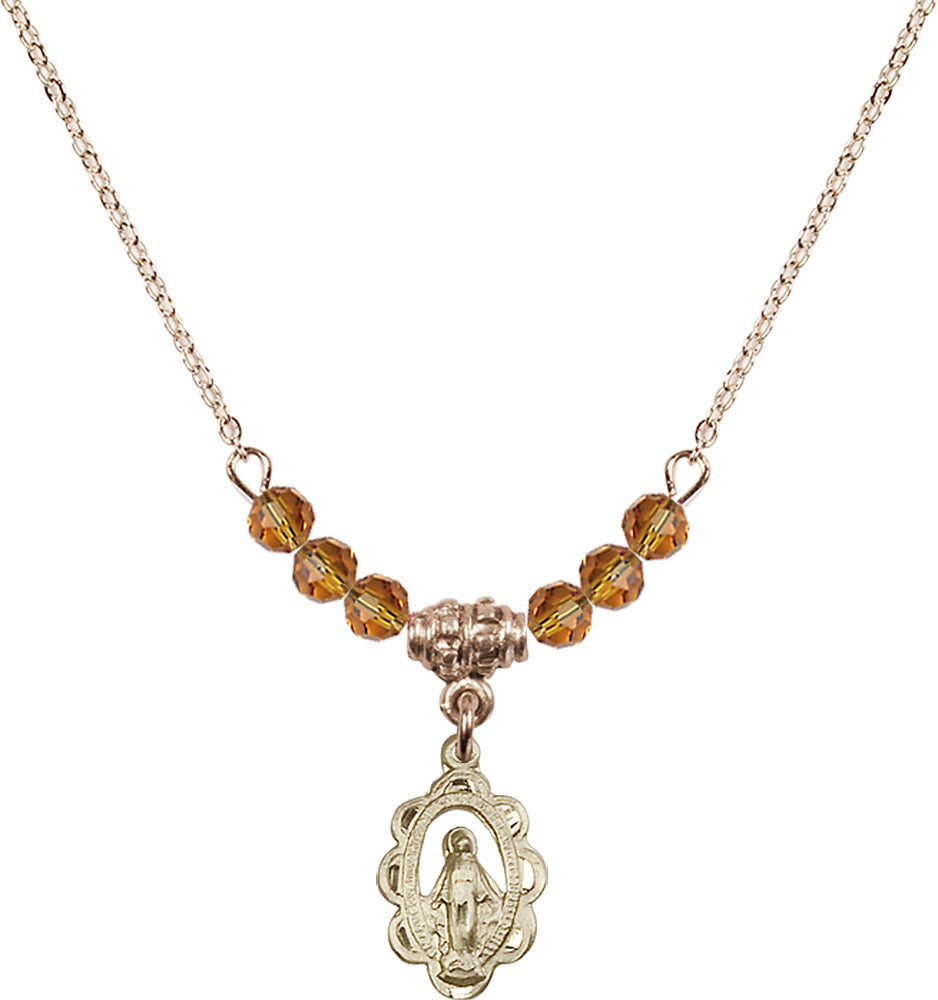 14kt Gold Filled Miraculous Birthstone Necklace with Topaz Beads - 1610
