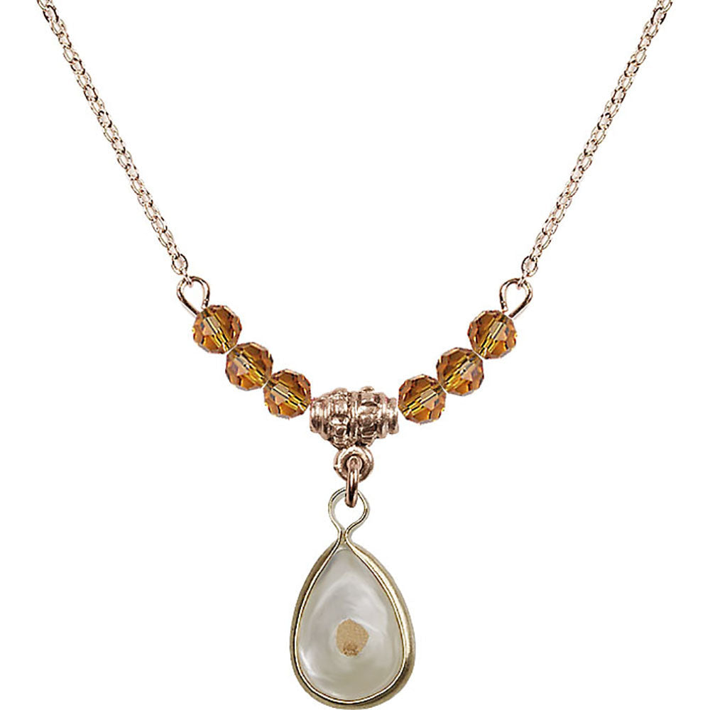 14kt Gold Filled Mustard Seed Birthstone Necklace with Topaz Beads - 1700