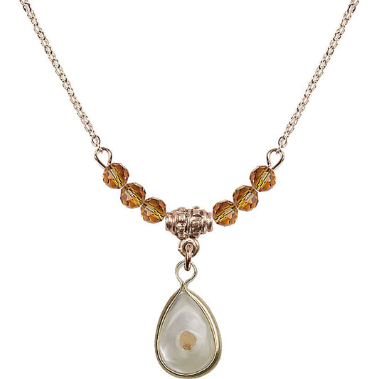 14kt Gold Filled Mustard Seed Birthstone Necklace with Topaz Beads - 1700