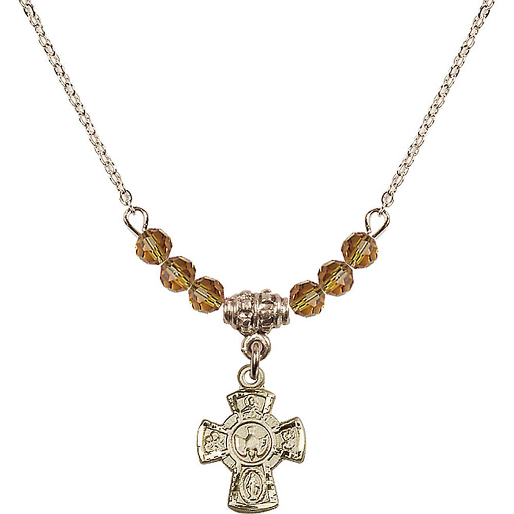 14kt Gold Filled 5-Way Birthstone Necklace with Topaz Beads - 3145