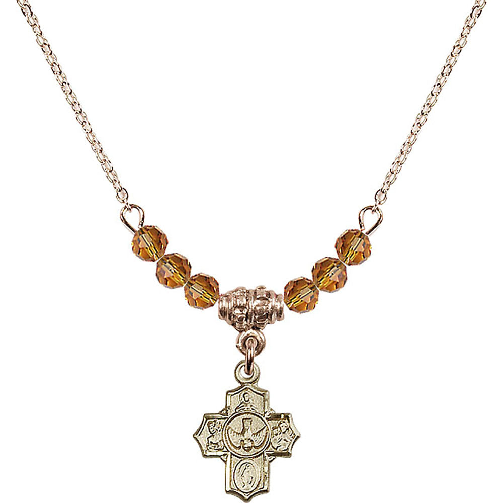 14kt Gold Filled 5-Way Birthstone Necklace with Topaz Beads - 3190