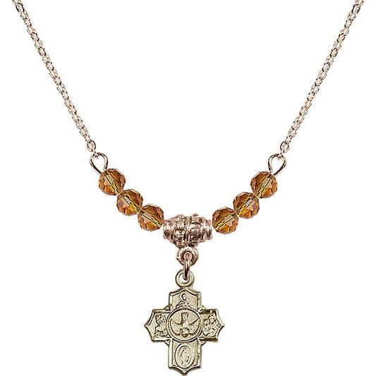 14kt Gold Filled 5-Way Birthstone Necklace with Topaz Beads - 3190